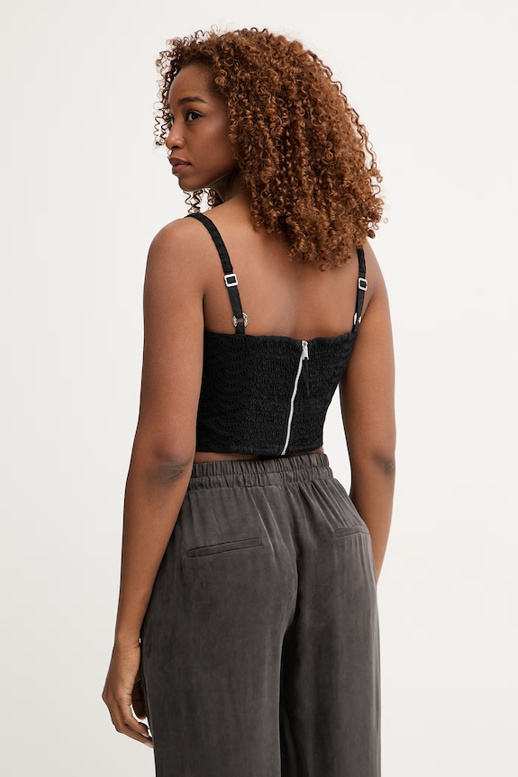 Îmbrăcăminte Guess crop top pentru femei, din bumbac SHARON W6GH47.W1880 negru