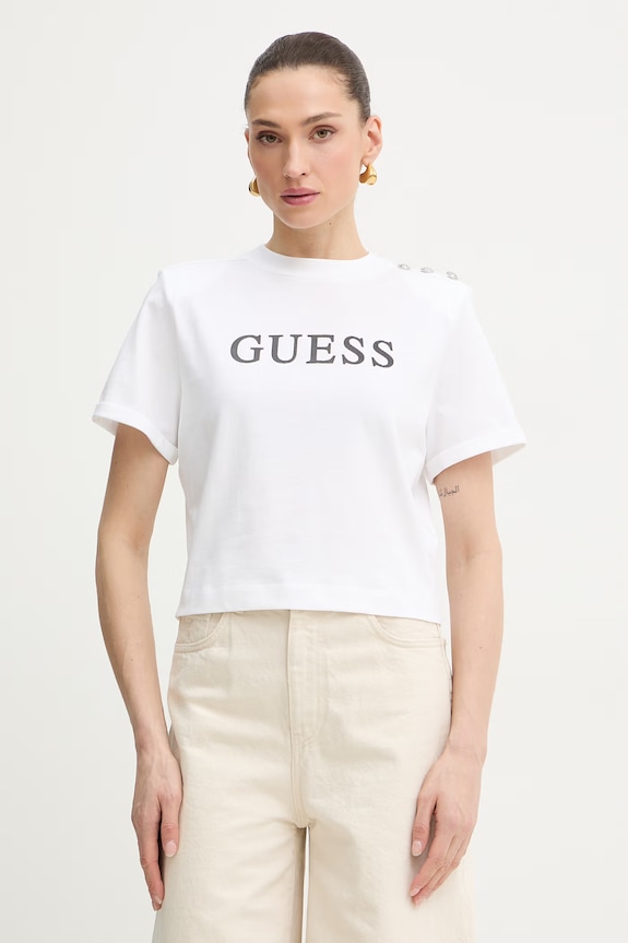 Guess t-shirt damski bawełniany MARINA biały W6GI06.K3018