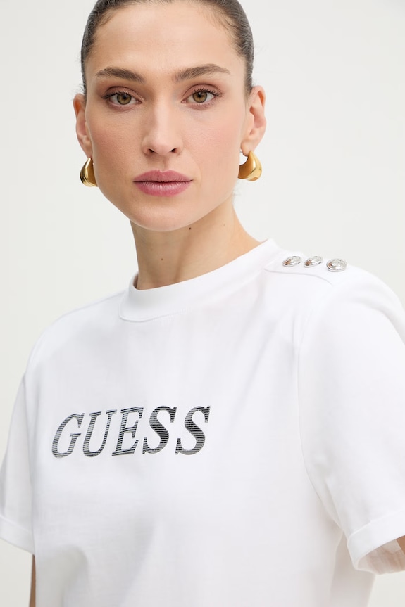Guess t-shirt damski bawełniany MARINA biały W6GI06.K3018