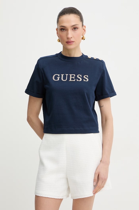 Guess t-shirt damski bawełniany MARINA granatowy W6GI06.K3018