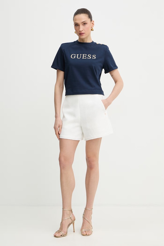 Guess t-shirt damski bawełniany MARINA W6GI06.K3018 granatowy SS26
