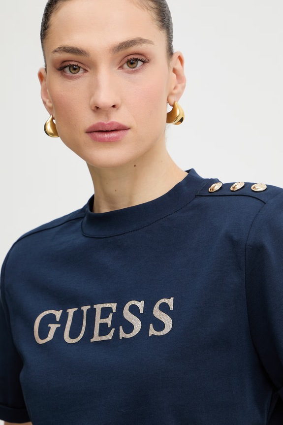 Guess t-shirt damski bawełniany MARINA granatowy W6GI06.K3018