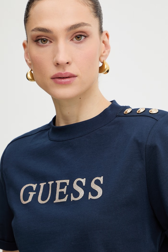 Guess t-shirt damski bawełniany MARINA granatowy W6GI06.K3018