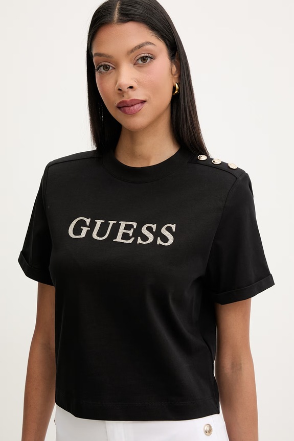 Guess tricou damski din bumbac MARINA negru W6GI06.K3018