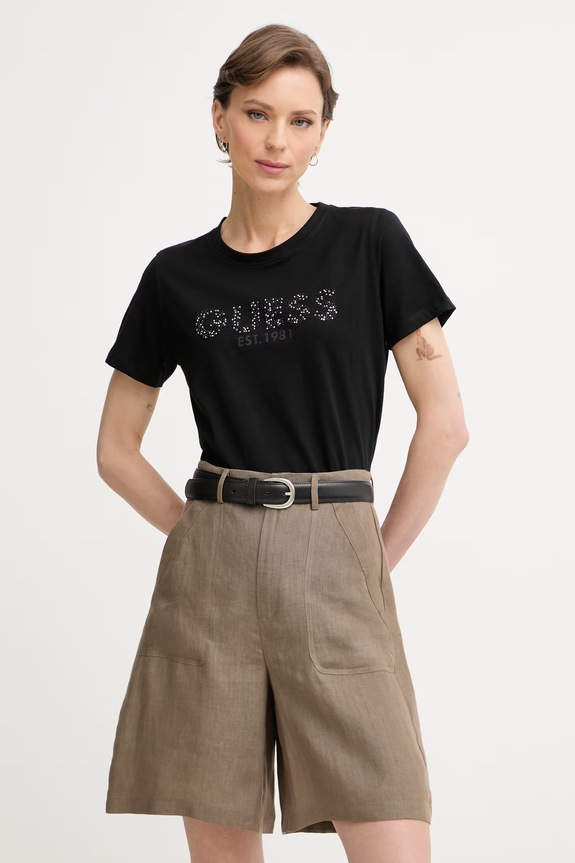 Guess tričko dámske bavlnené čierna W6GI15.K3035