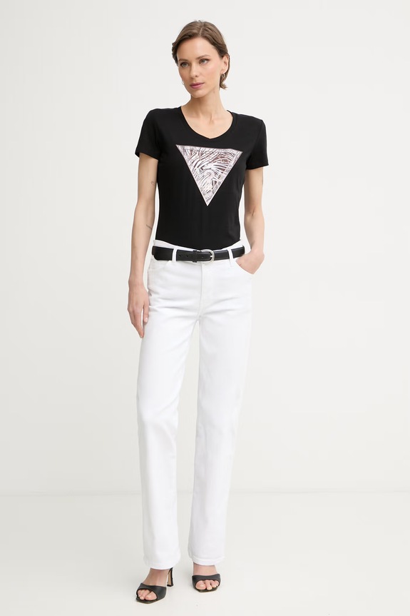 Guess tričko dámske bavlnené s elastanom W6GI19.K3042 čierna SS26
