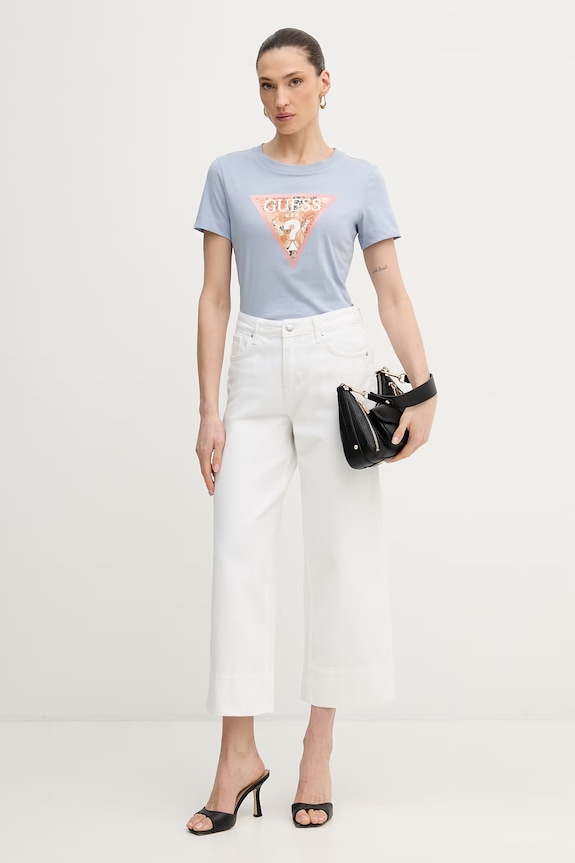 Guess t-shirt damski bawełniany W6GP03.K2754 niebieski SS26
