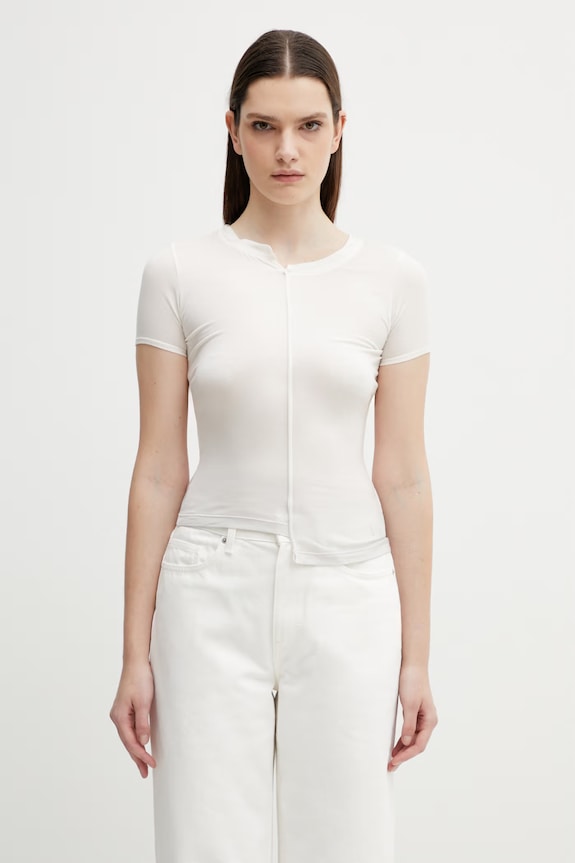 Y-3 t-shirt W DD FTD TEE okrągły beżowy KQ9789