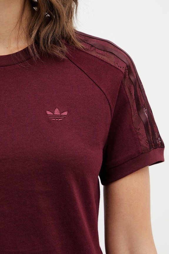 Хлопковая футболка adidas Originals LACE CALI T бордо KC6453