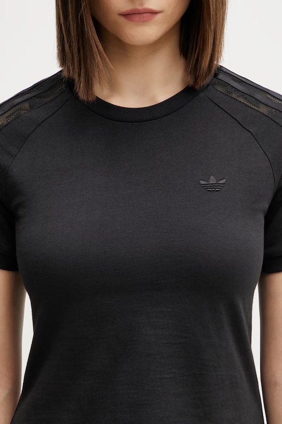 adidas Originals kratka majica ženska bombažna LACE CALI T črna KC8150