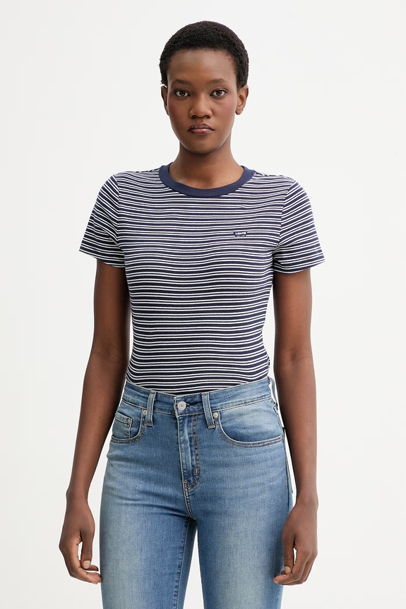 Levi's t-shirt bawełniany ESSENTIAL HM wzorzyste granatowy 000KK.0018