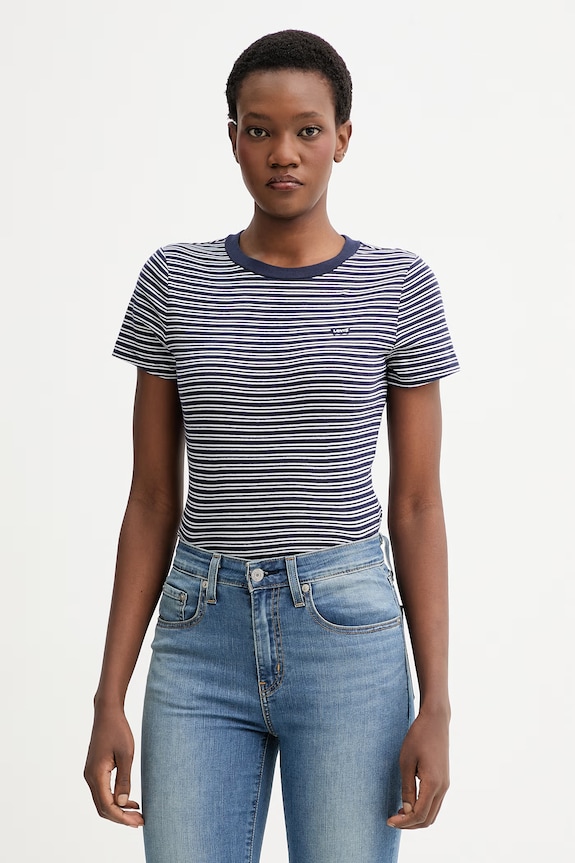 Levi's t-shirt bawełniany ESSENTIAL HM wzorzyste granatowy 000KK.0018