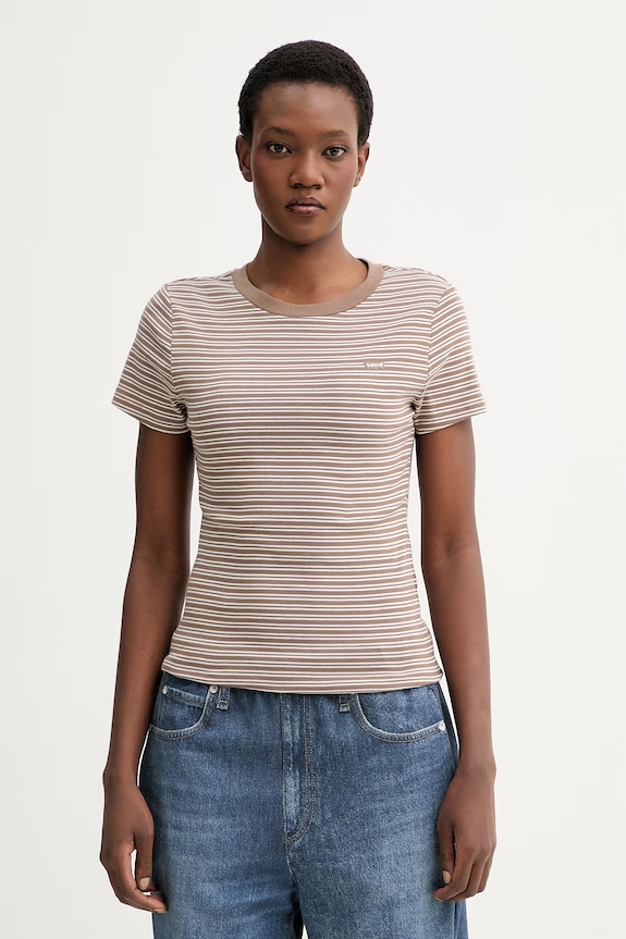 Levi's pamut póló ESSENTIAL HM SS pamut barna 000KK.0019