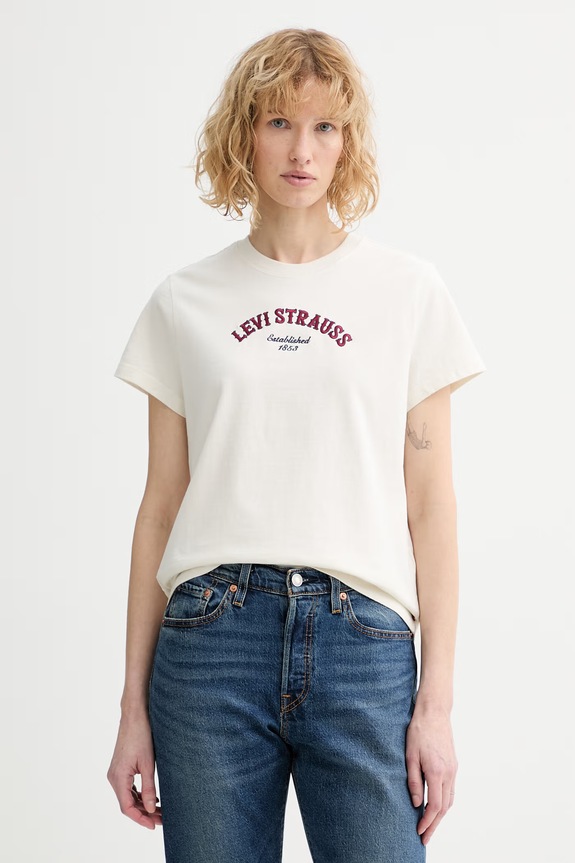 Levi's tricou din bumbac GR T2 PERFECT imprimeu bej 005GV