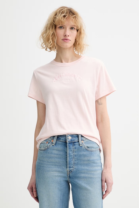 Βαμβακερό μπλουζάκι Levi's GR T2 PERFECT βαμβάκι ροζ 005GV