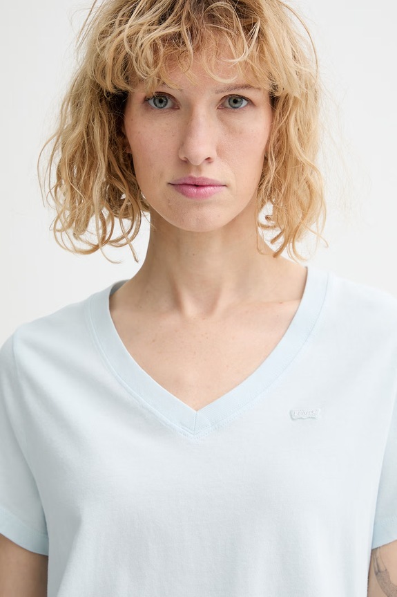 Βαμβακερό μπλουζάκι Levi's T2 PERFECT V LSE HOUSEMARK μπλε 005J6.0015