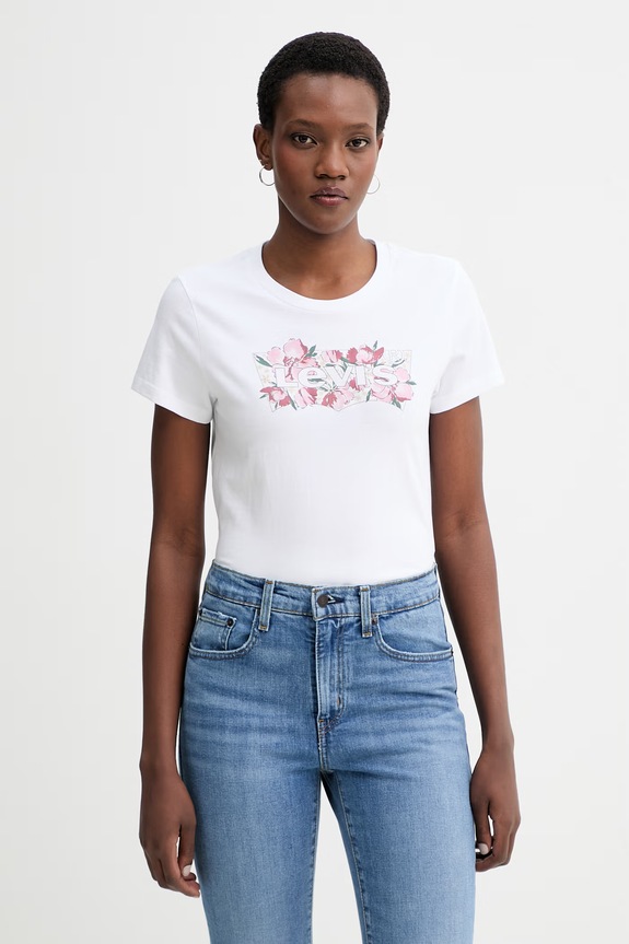 Levi's t-shirt bawełniany THE PERFECT TEE nadruk biały 17369.3387
