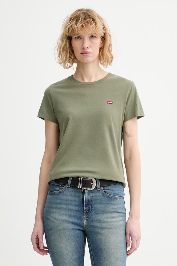 Βαμβακερό μπλουζάκι Levi's PERFECT κανονικό πράσινο 39185.0404