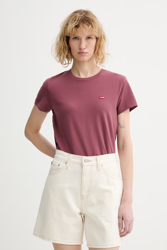 Βαμβακερό μπλουζάκι Levi's PERFECT κανονικό ροζ 39185.0416