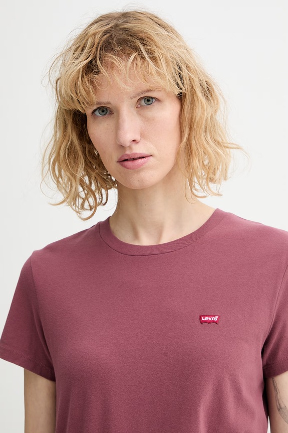 Βαμβακερό μπλουζάκι Levi's PERFECT ροζ 39185.0416
