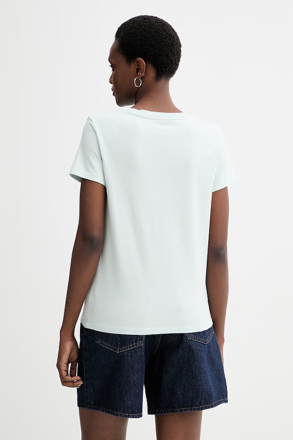 Oblečení Bavlněné tričko Levi's PERFECT VNECK 85341.0139 tyrkysová