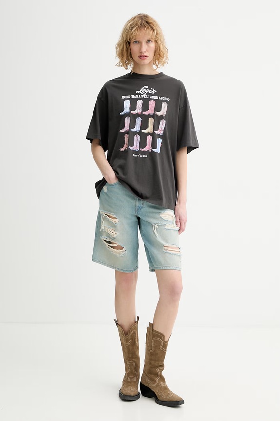 Bavlnené tričko Levi's GRAPHIC STACK A4924.0115 sivá SS26