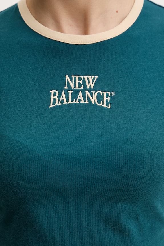 New Balance t-shirt γυναικείο με βαμβάκι Heritage Ringer τιρκουάζ WT61Y33QAAV