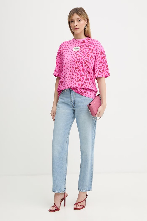 Just Cavalli t-shirt bawełniany 80PAHE05.CJ110 różowy SS26