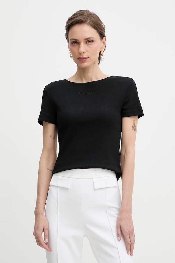 Patrizia Pepe tricou pentru femei, din bumbac cu elastan negru 2M4522.J407