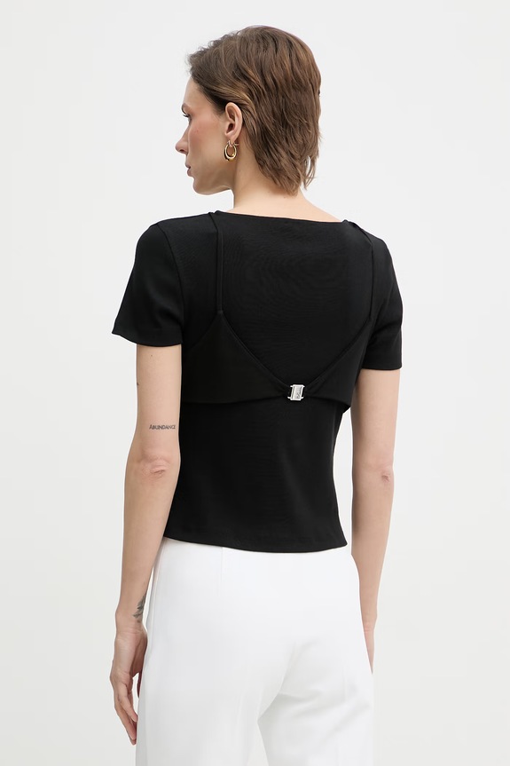 Îmbrăcăminte Patrizia Pepe tricou pentru femei, din bumbac cu elastan 2M4522.J407 negru