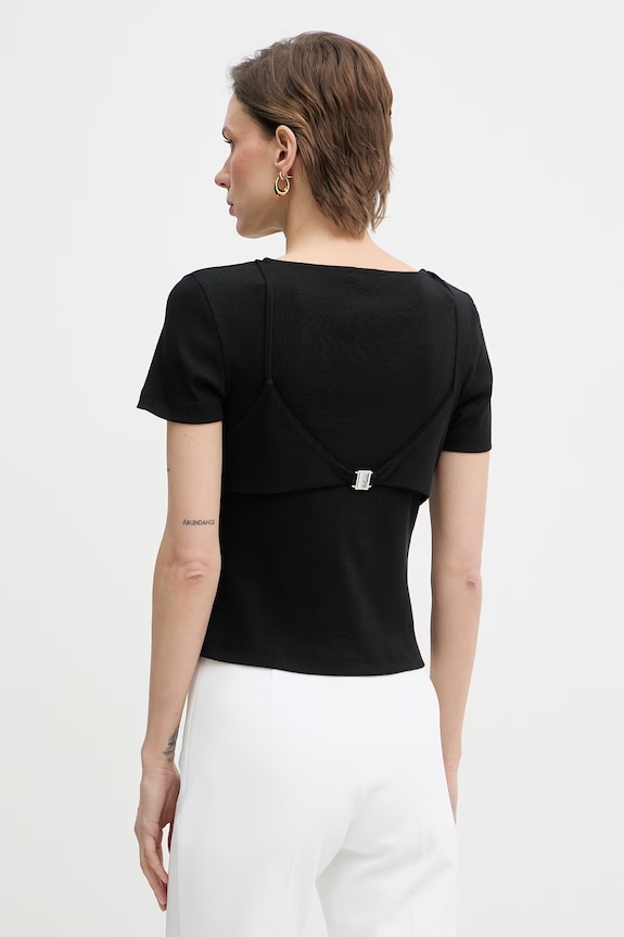 Îmbrăcăminte Patrizia Pepe tricou pentru femei, din bumbac cu elastan 2M4522.J407 negru