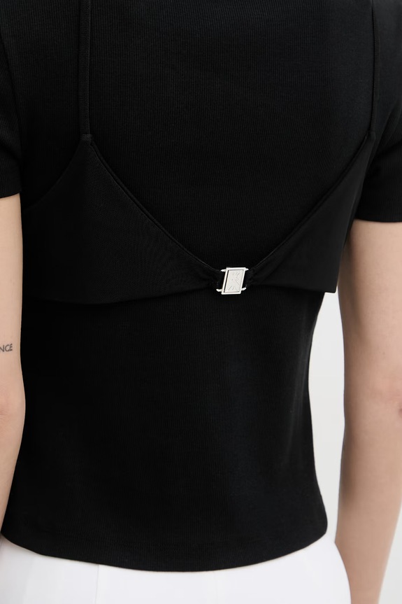 Patrizia Pepe tricou pentru femei, din bumbac cu elastan 2M4522.J407 negru