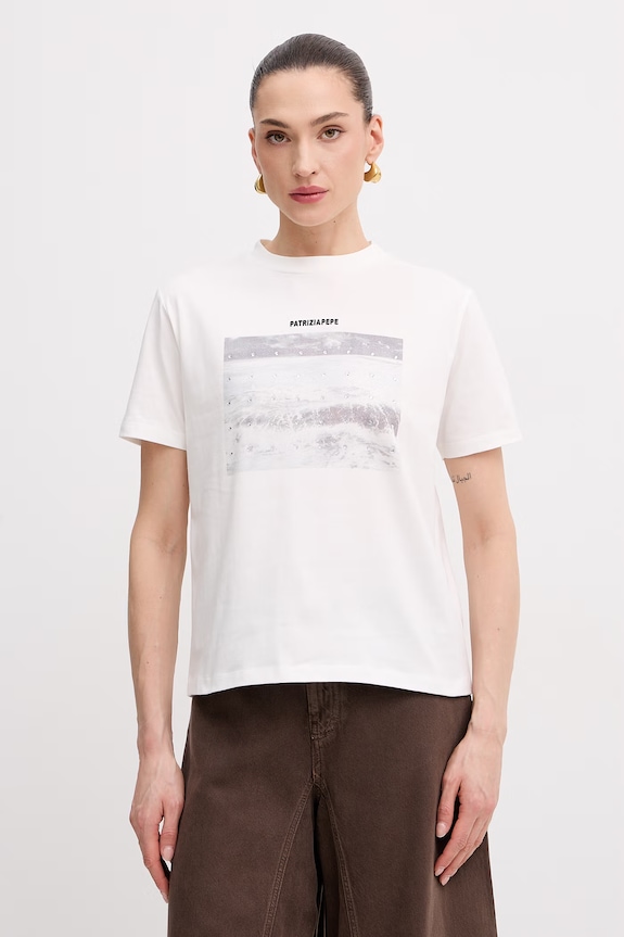 Patrizia Pepe t-shirt damski bawełniany biały 2M4536.J427