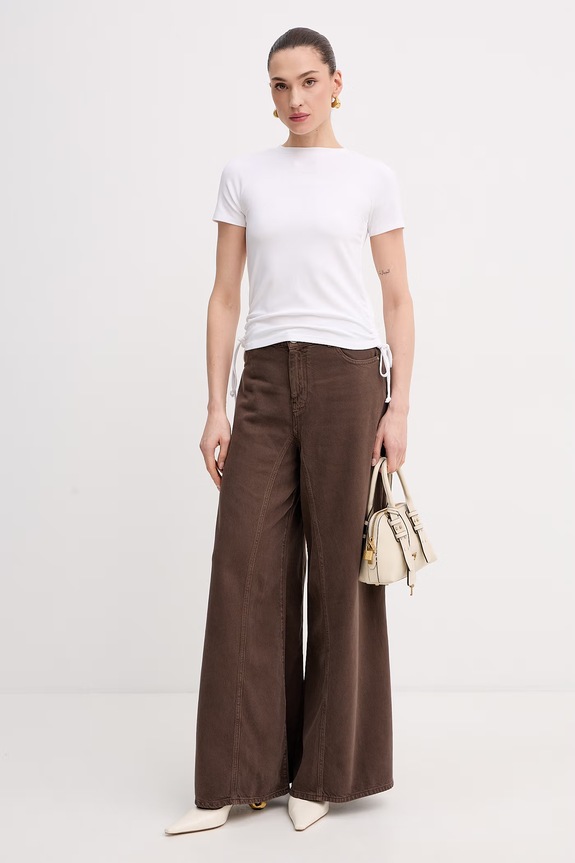 Patrizia Pepe t-shirt damski bawełniany z elastanem 2M4549.J416 biały SS26