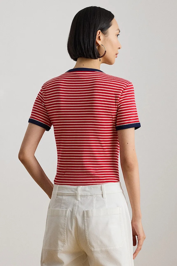Lauren Ralph Lauren tricou basic pentru femei, din bumbac 200P09076 roz SS26