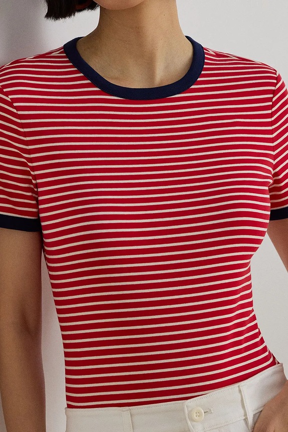Lauren Ralph Lauren tricou basic pentru femei, din bumbac roz 200P09076
