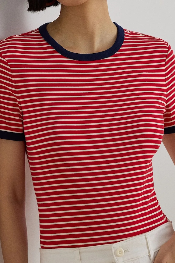 Lauren Ralph Lauren tricou basic pentru femei, din bumbac roz 200P09076
