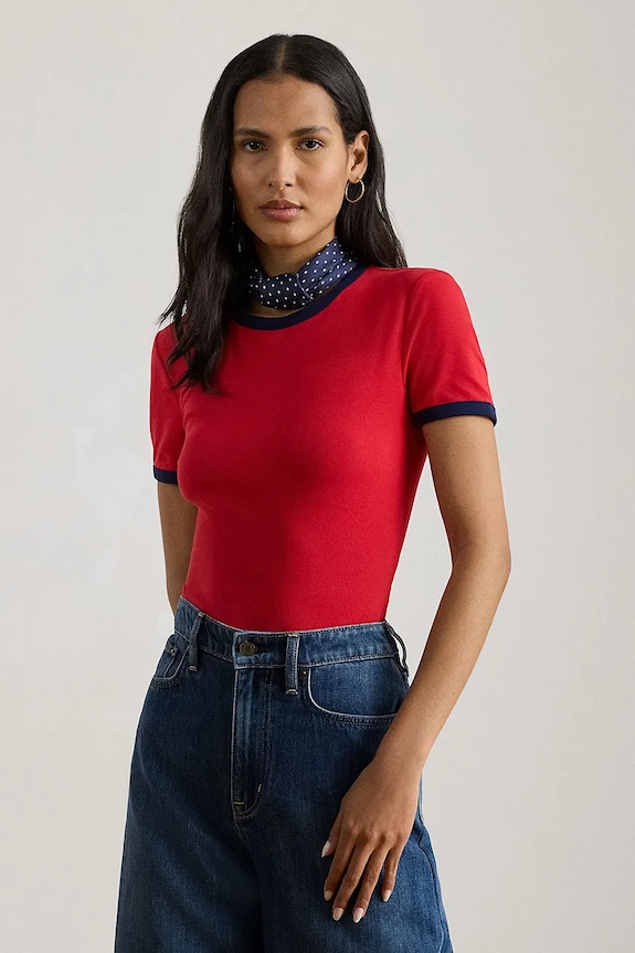Lauren Ralph Lauren Βασικό T-shirt Γυναικείο Βαμβακερό κόκκινο 200P09077