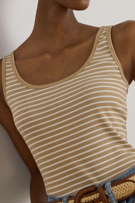Lauren Ralph Lauren top de damă din bumbac bej 200P09099