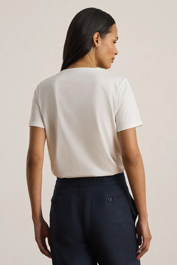 Lauren Ralph Lauren tricou basic pentru femei, din bumbac 200P09106 alb SS26
