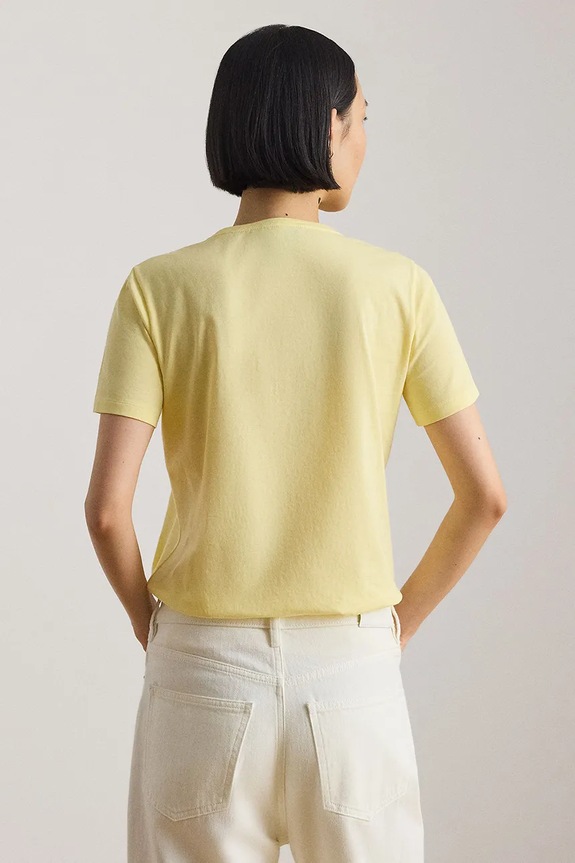 Lauren Ralph Lauren tricou basic pentru femei, din bumbac 200P09106 galben SS26