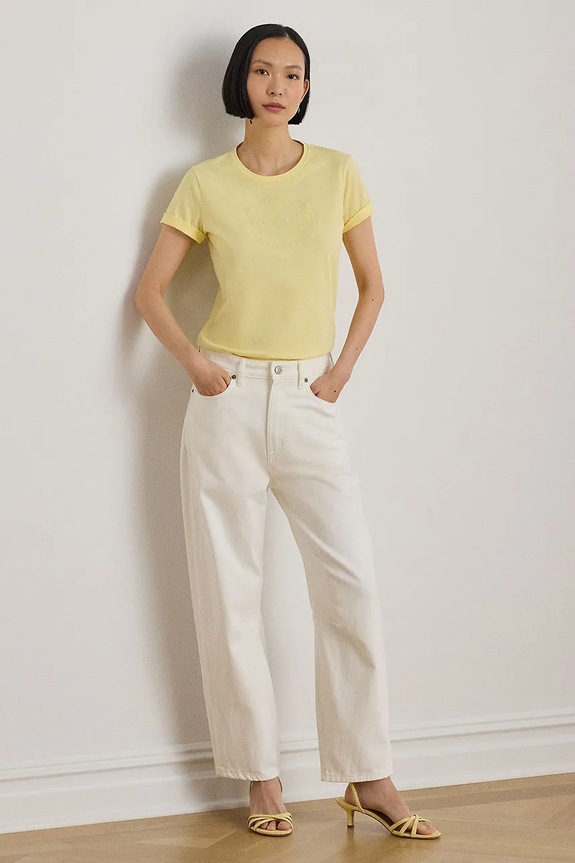 Lauren Ralph Lauren tricou basic pentru femei, din bumbac 200P09106 galben