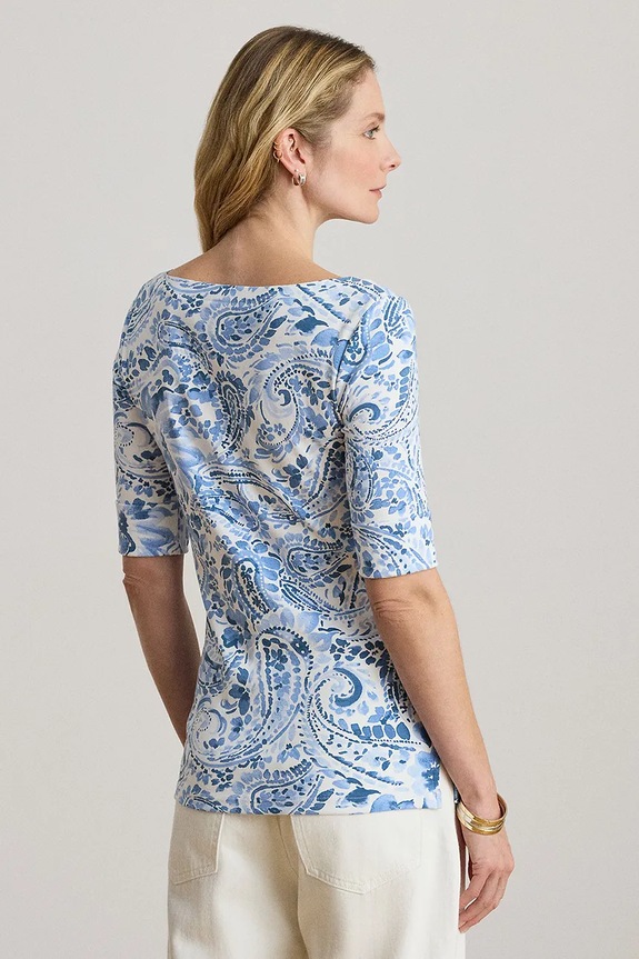 Lauren Ralph Lauren longsleeve pentru femei, din bumbac 200P09110 albastru SS26