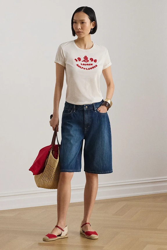 Oblečenie Lauren Ralph Lauren tričko dámske bavlnené 200B21053 béžová