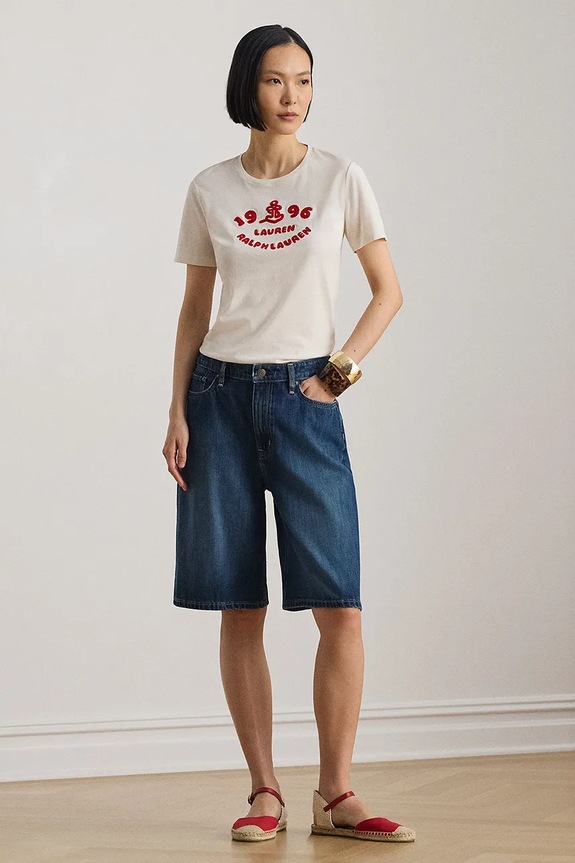 Lauren Ralph Lauren tričko dámske bavlnené 200B21053 béžová