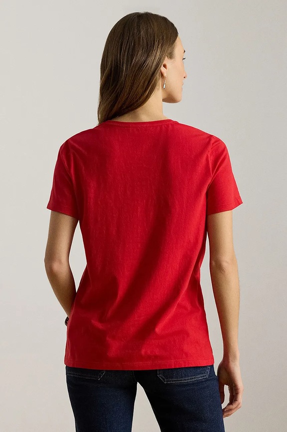 Lauren Ralph Lauren tričko dámske bavlnené 200B21053 červená SS26