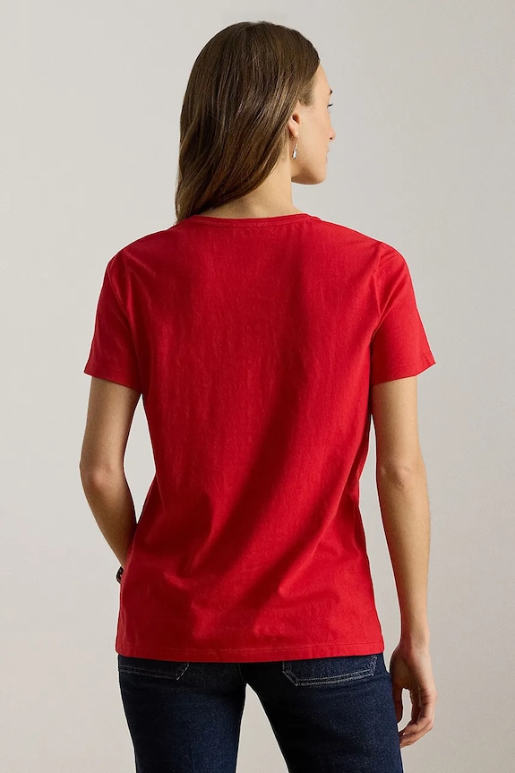 Lauren Ralph Lauren tričko dámske bavlnené 200B21053 červená SS26