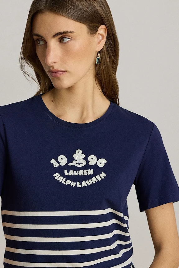 Lauren Ralph Lauren t-shirt damski bawełniany granatowy 200B21056