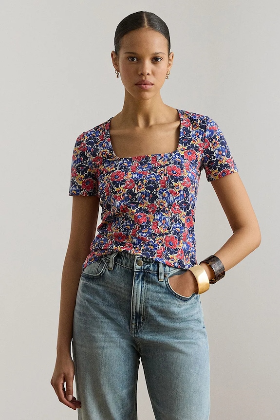 Lauren Ralph Lauren t-shirt Γυναικείο με βαμβάκι πολύχρωμο 200P13602