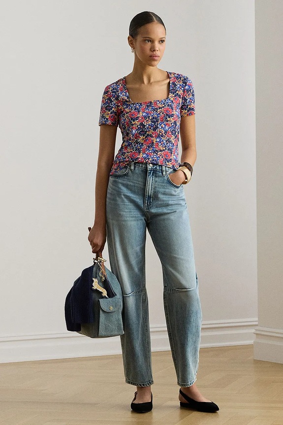 Ρούχα Lauren Ralph Lauren t-shirt Γυναικείο με βαμβάκι 200P13602 πολύχρωμο